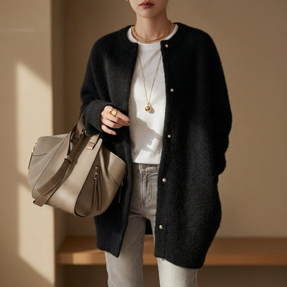 Women's Oversized Wool Blend Cardigan Relaxed Fit Long Sleeve – Celeste