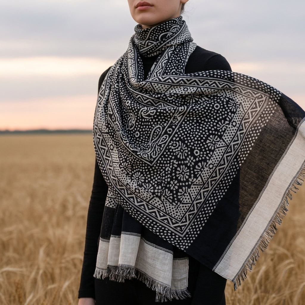 Boho Print Scarf Soft Breathable Fabric Versatile Styling – Solene
