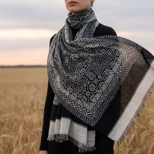 Boho Print Scarf Soft Breathable Fabric Versatile Styling – Solene