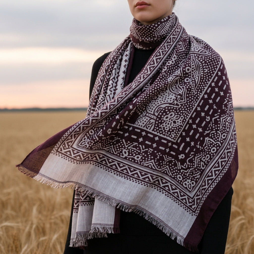Boho Print Scarf Soft Breathable Fabric Versatile Styling – Solene