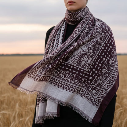 Boho Print Scarf Soft Breathable Fabric Versatile Styling – Solene