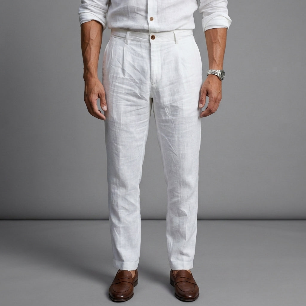 Women's Linen Chino Pants Slim Fit Relaxed Style – Elara