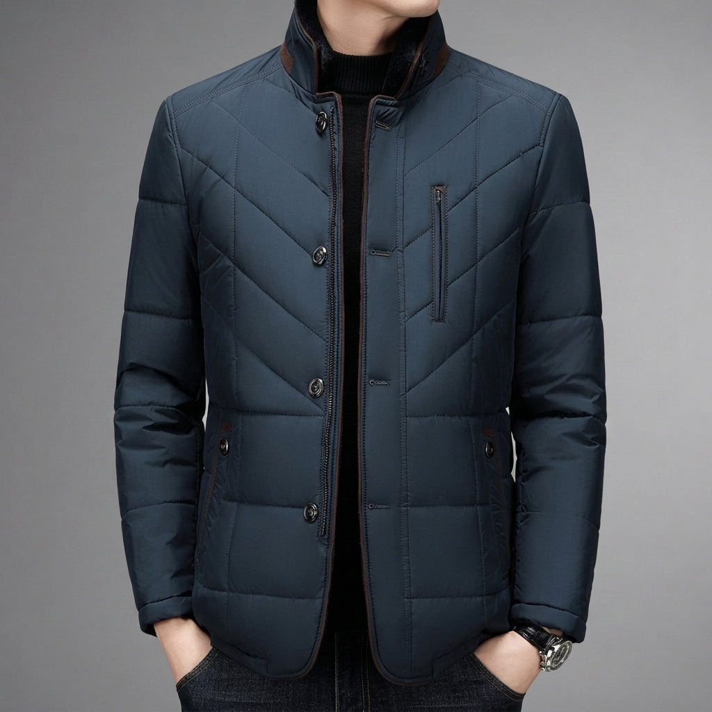 Quilted Fur Collar Jacket for Women Button Front Two Pockets – Aurelia