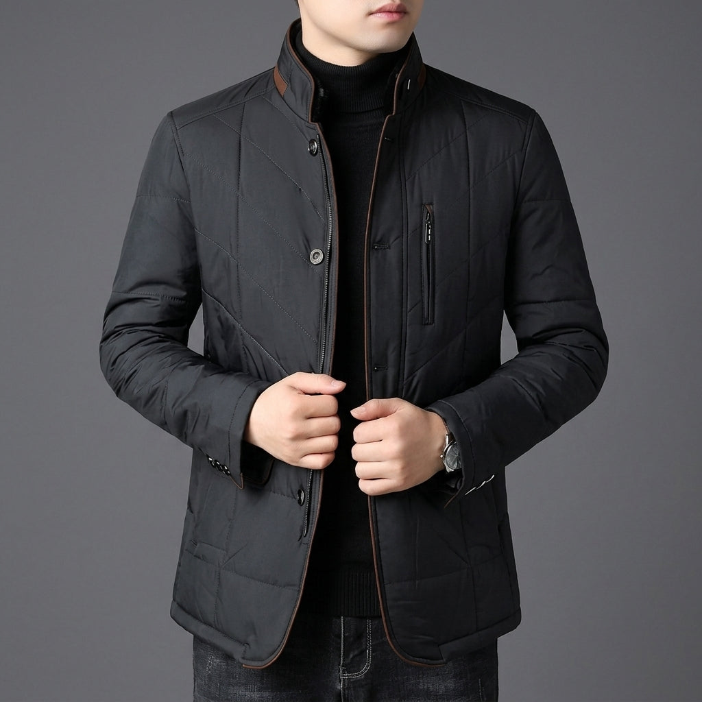 Quilted Fur Collar Jacket for Women Button Front Two Pockets – Aurelia