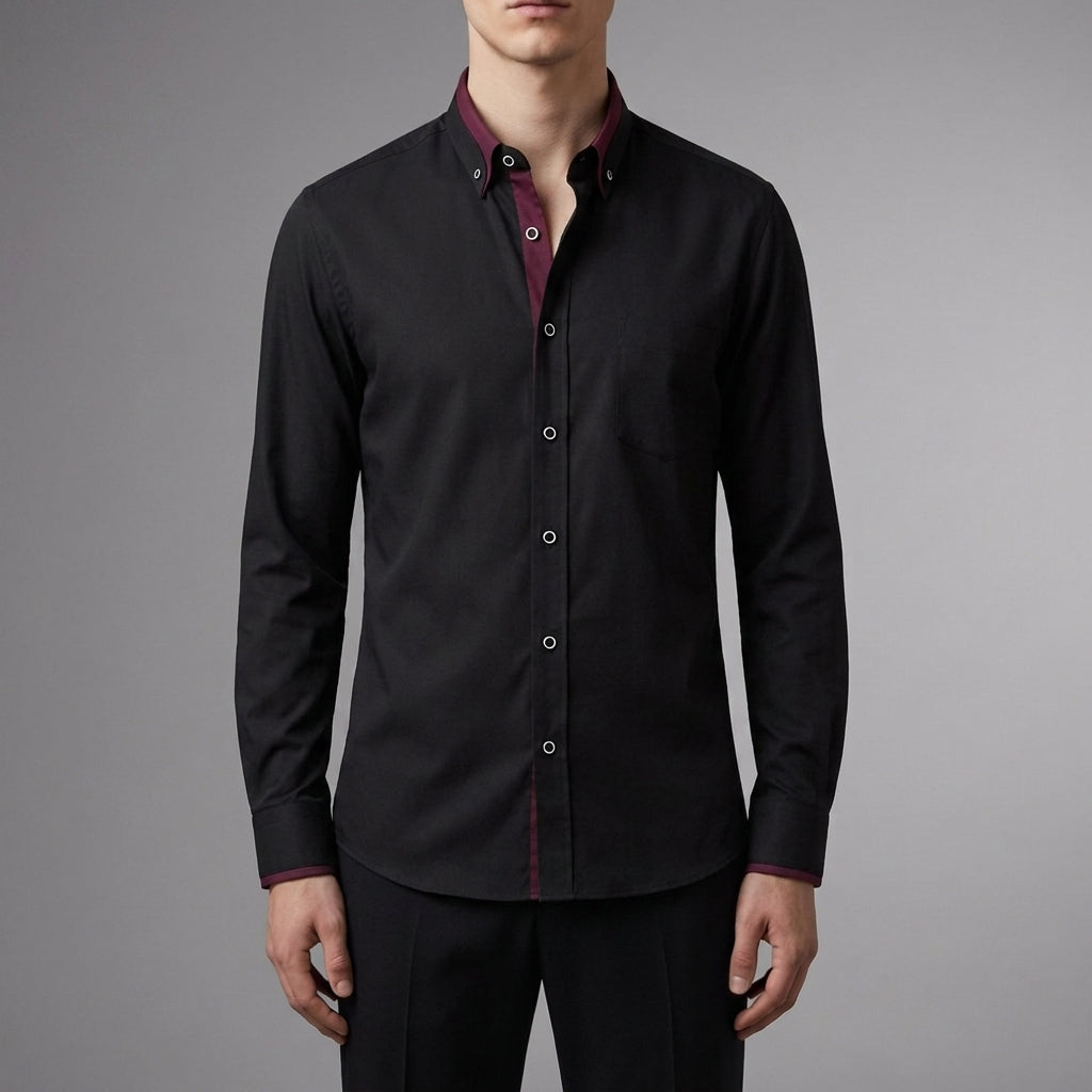 Men's Contrast Collar Dress Shirt Refined Fabric Blend – Alistair