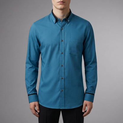 Men's Contrast Collar Dress Shirt Refined Fabric Blend – Alistair