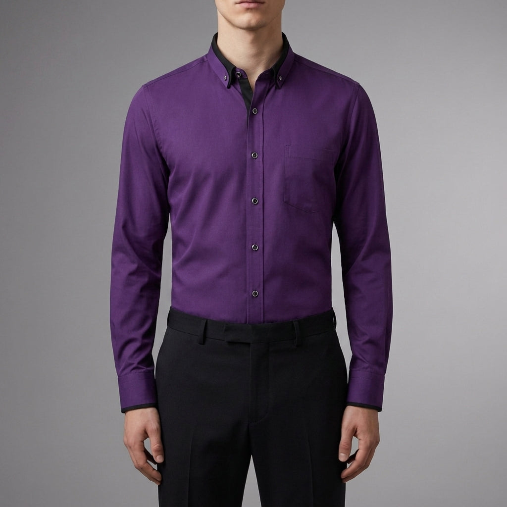 Men's Contrast Collar Dress Shirt Refined Fabric Blend – Alistair