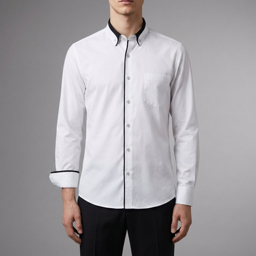 Men's Contrast Collar Dress Shirt Refined Fabric Blend – Alistair