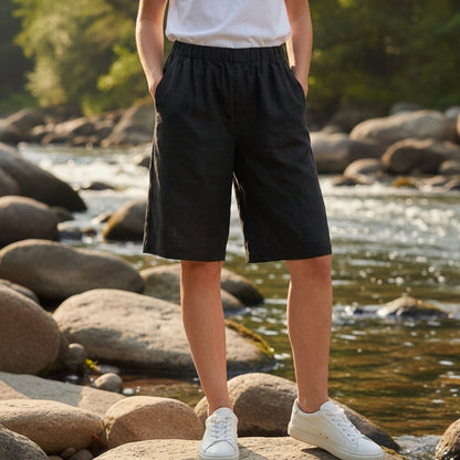 Women's Bermuda Shorts Wide A-Line Fabric Blend Elastic Waist – Elara