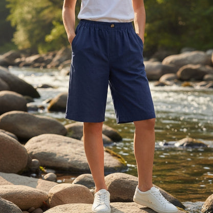 Women's Bermuda Shorts Wide A-Line Fabric Blend Elastic Waist – Elara