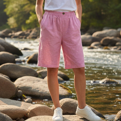 Women's Bermuda Shorts Wide A-Line Fabric Blend Elastic Waist – Elara