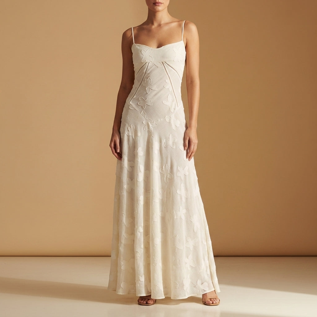 Women's Silk-Like Maxi Dress Open Back Floor-Length – Celeste