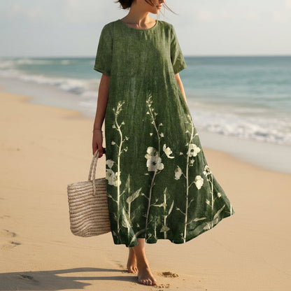 Women's Floral Cocoon Summer Dress V-Neck Lightweight Fit – Elara