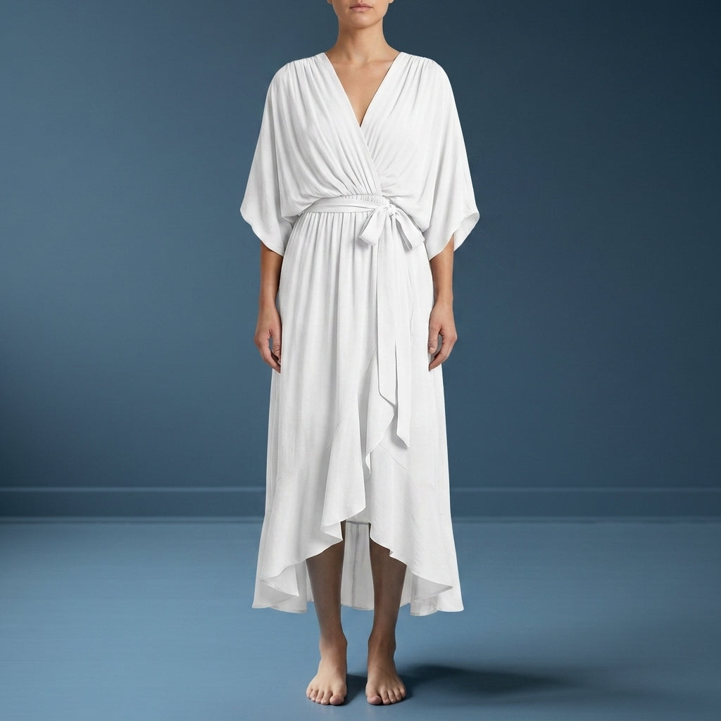 Women's Chiffon Wrap Maxi Dress V-Neck Kimono Sleeves – Celeste