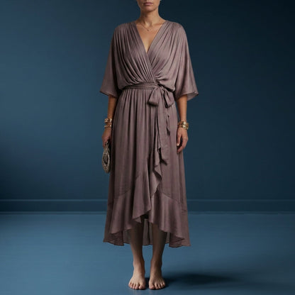 Women's Chiffon Wrap Maxi Dress V-Neck Kimono Sleeves – Celeste
