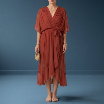 Women's Chiffon Wrap Maxi Dress V-Neck Kimono Sleeves – Celeste