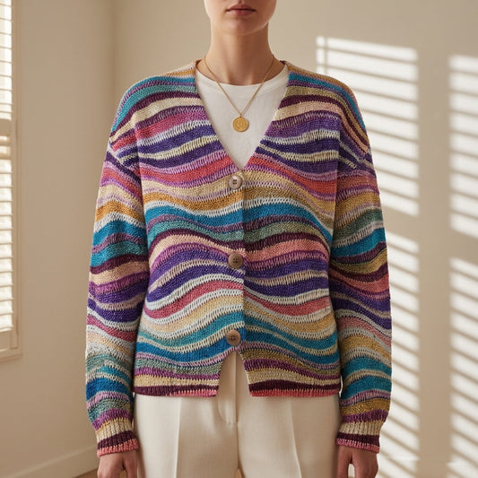 Women's Multi-Colour Knit Cardigan Button Front – Elara