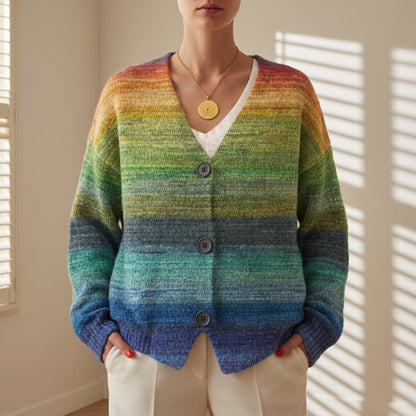 Women's Multi-Colour Knit Cardigan Button Front – Elara