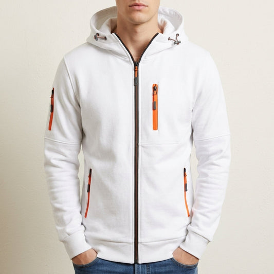 Cotton Blend Zip Hoodie with Multi-Pockets – Marlowe