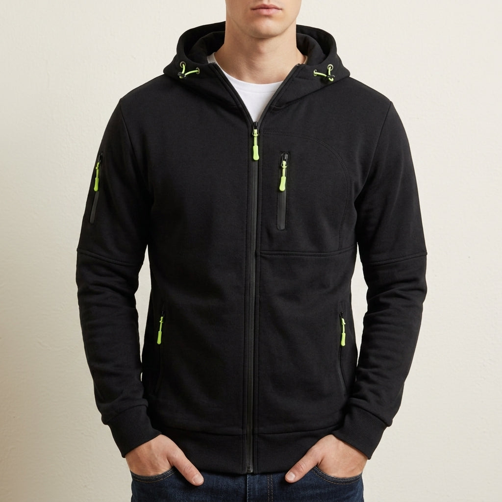 Cotton Blend Zip Hoodie with Multi-Pockets – Marlowe
