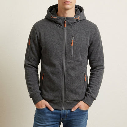 Cotton Blend Zip Hoodie with Multi-Pockets – Marlowe