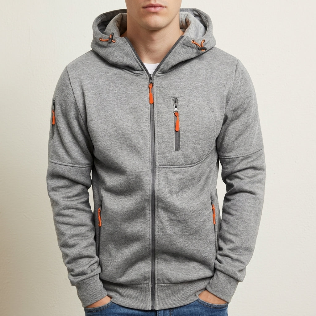 Cotton Blend Zip Hoodie with Multi-Pockets – Marlowe