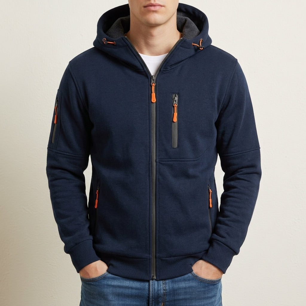 Cotton Blend Zip Hoodie with Multi-Pockets – Marlowe