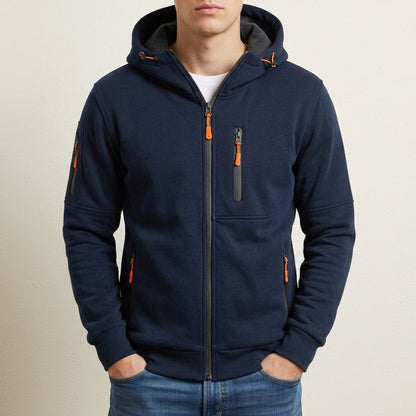 Cotton Blend Zip Hoodie with Multi-Pockets – Marlowe