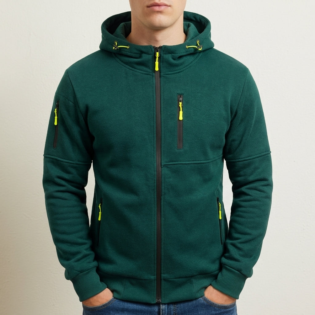 Cotton Blend Zip Hoodie with Multi-Pockets – Marlowe