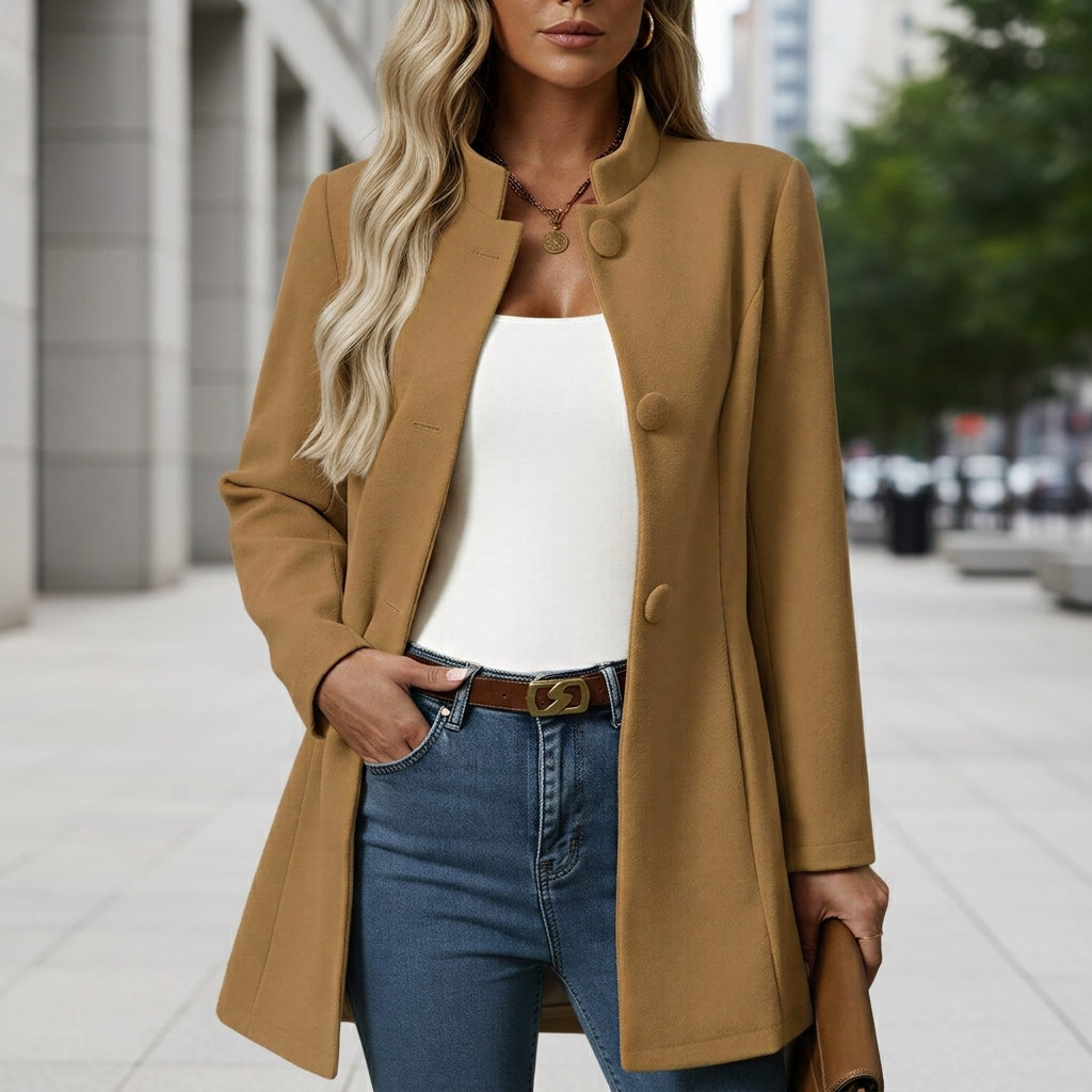 Women's Wool Blend A-Line Coat Button Front – Maren