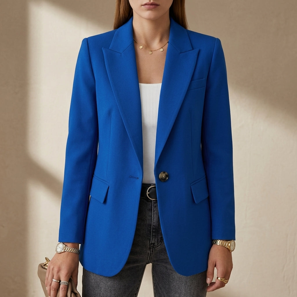 Cotton Blend Blazer for Women Long Sleeve Tailored Fit – Celeste