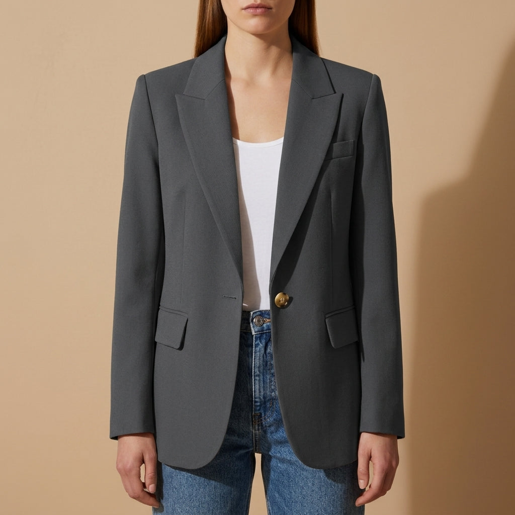 Cotton Blend Blazer for Women Long Sleeve Tailored Fit – Celeste