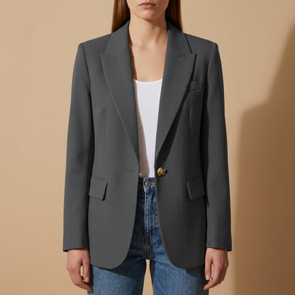 Cotton Blend Blazer for Women Long Sleeve Tailored Fit – Celeste