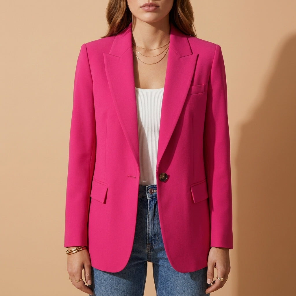 Cotton Blend Blazer for Women Long Sleeve Tailored Fit – Celeste