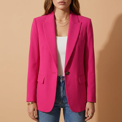 Cotton Blend Blazer for Women Long Sleeve Tailored Fit – Celeste