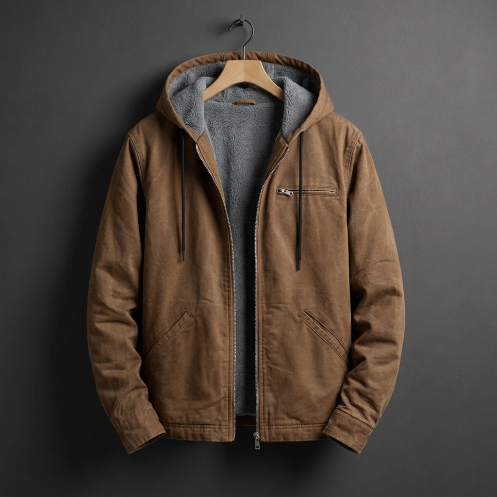 Cotton Blend Hooded Jacket With Fleece Lining – Marceau