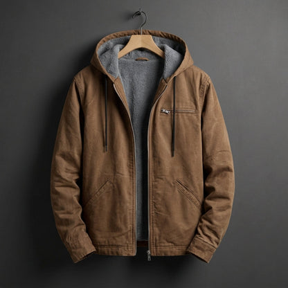 Cotton Blend Hooded Jacket With Fleece Lining – Marceau