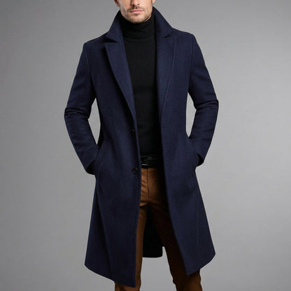 Slim-Fit Wool Blend Long Overcoat – Alina