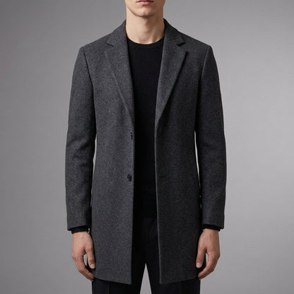 Slim-Fit Wool Blend Long Overcoat – Alina