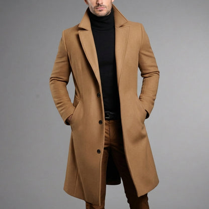 Slim-Fit Wool Blend Long Overcoat – Alina