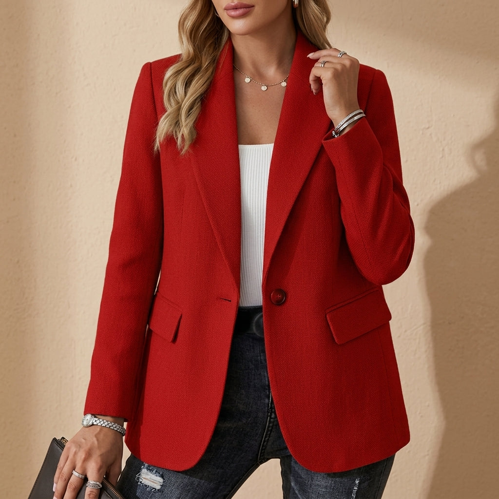Cotton Blend Blazer for Women Long Sleeve Tailored Fit – Celeste