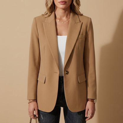 Cotton Blend Blazer for Women Long Sleeve Tailored Fit – Celeste