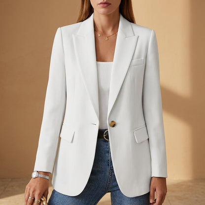 Cotton Blend Blazer for Women Long Sleeve Tailored Fit – Celeste