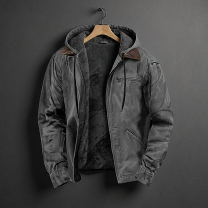 Cotton Blend Hooded Jacket With Fleece Lining – Marceau