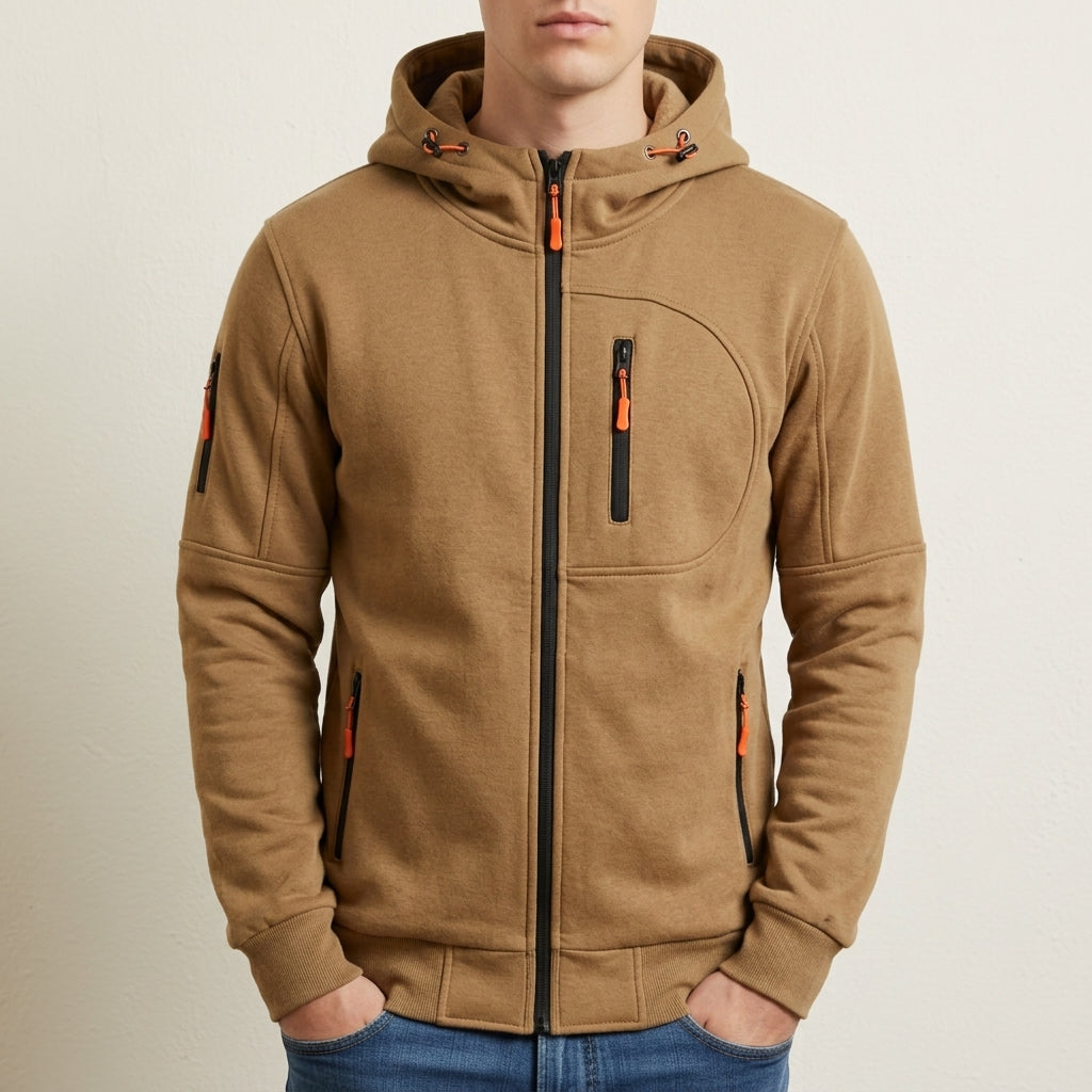 Cotton Blend Zip Hoodie with Multi-Pockets – Marlowe