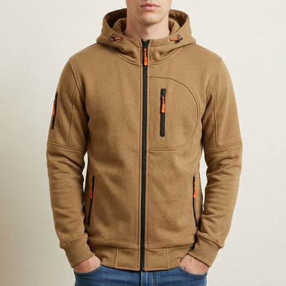 Cotton Blend Zip Hoodie with Multi-Pockets – Marlowe