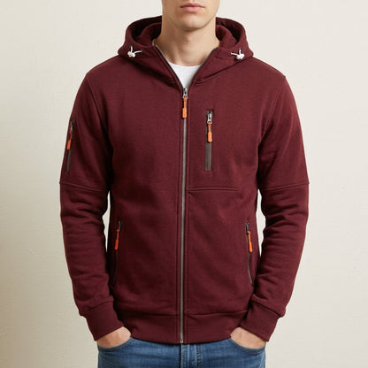 Cotton Blend Zip Hoodie with Multi-Pockets – Marlowe