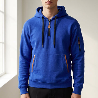 Quarter-Zip Hoodie Multi-Pocket Adjustable Hood Comfortable Fit – Rowan