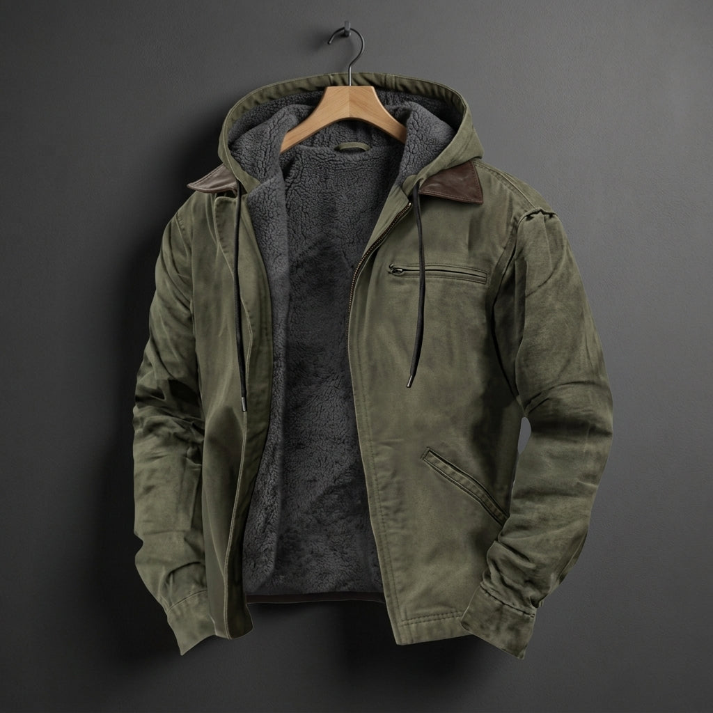 Cotton Blend Hooded Jacket With Fleece Lining – Marceau