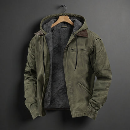 Cotton Blend Hooded Jacket With Fleece Lining – Marceau